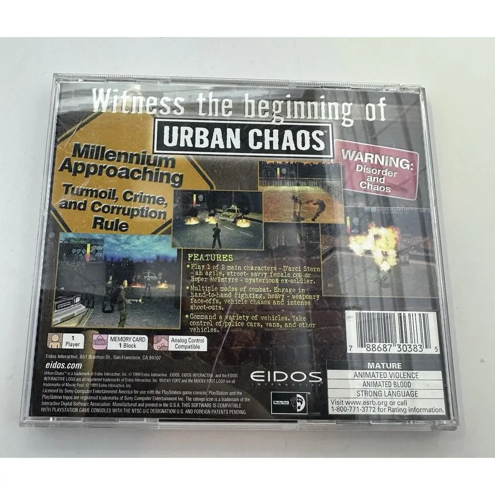 Urban Chaos ps1 Sony PlayStation 1 1999 Action Manual Included Retro Vintage